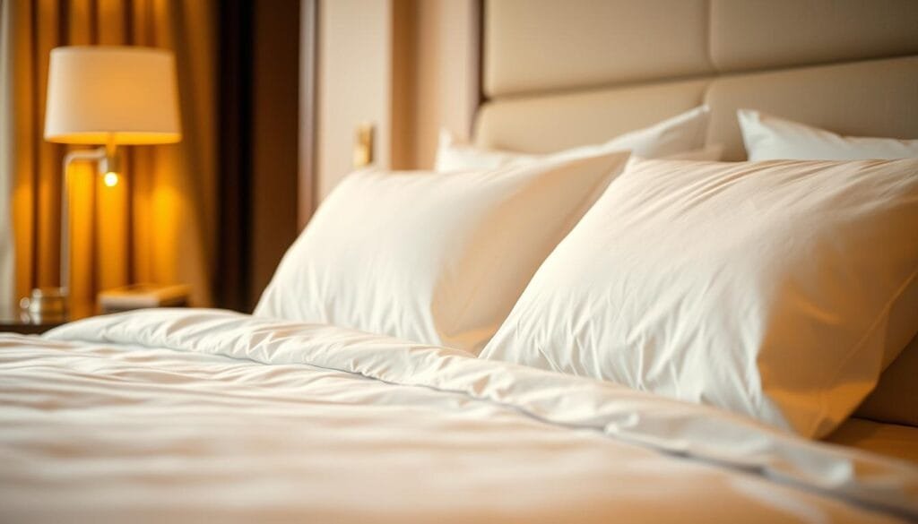 A cozy hotel room with crisp, pristine white sheets and plush pillows, bathed in warm, golden lighting. The scene exudes a sense of tranquility and luxury, inviting the viewer to imagine the comfort and relaxation of a hotel stay. In the foreground, a glimpse of a bedside table with a sleek lamp, hinting at the thoughtful details that characterize the space. The background features a minimalist, yet elegant decor, creating an atmosphere of refined elegance. The image is captured with a shallow depth of field, focusing the viewer's attention on the serene bedding, a testament to the high-quality linens provided by "شركة توريد العالمية للصناعة". A cozy hotel room with crisp, pristine white sheets and plush pillows, bathed in warm, golden lighting. The scene exudes a sense of tranquility and luxury, inviting the viewer to imagine the comfort and relaxation of a hotel stay. In the foreground, a glimpse of a bedside table with a sleek lamp, hinting at the thoughtful details that characterize the space. The background features a minimalist, yet elegant decor, creating an atmosphere of refined elegance. The image is captured with a shallow depth of field, focusing the viewer's attention on the serene bedding, a testament to the high-quality linens provided by "شركة توريد العالمية للصناعة".