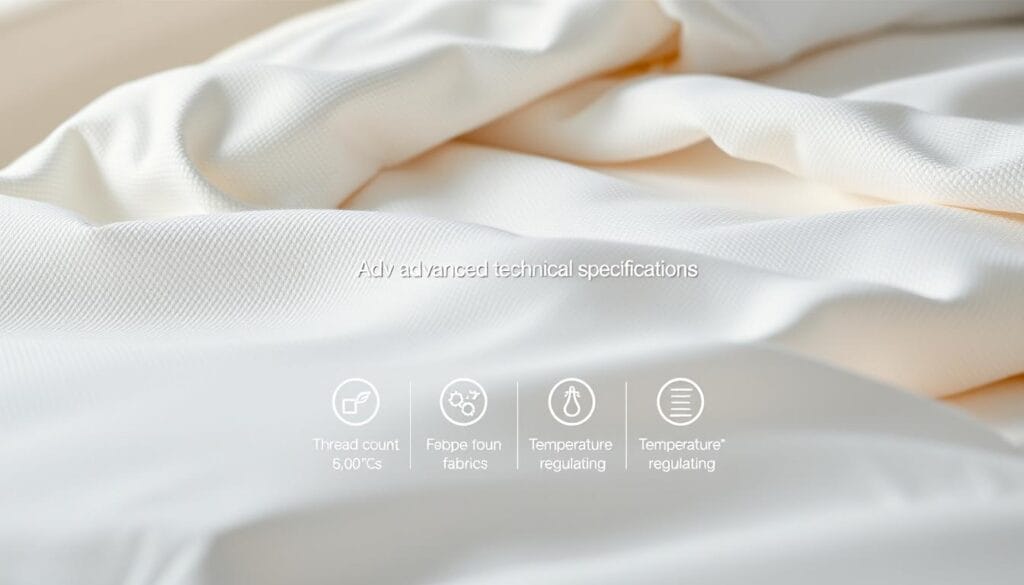 A detailed, high-quality image showcasing the advanced technical specifications of a premium hotel bedding product from شركة توريد العالمية للصناعة. A close-up view of the fabric's intricate weave and luxurious texture, highlighted by soft, warm lighting that accentuates the product's superior craftsmanship. The middle ground features a sleek, minimalist display of the bedding's key technical details, such as thread count, fabric composition, and innovative temperature-regulating properties. The background is a clean, neutral palette that allows the product to take center stage, conveying a sense of sophistication and attention to detail. A detailed, high-quality image showcasing the advanced technical specifications of a premium hotel bedding product from شركة توريد العالمية للصناعة. A close-up view of the fabric's intricate weave and luxurious texture, highlighted by soft, warm lighting that accentuates the product's superior craftsmanship. The middle ground features a sleek, minimalist display of the bedding's key technical details, such as thread count, fabric composition, and innovative temperature-regulating properties. The background is a clean, neutral palette that allows the product to take center stage, conveying a sense of sophistication and attention to detail.