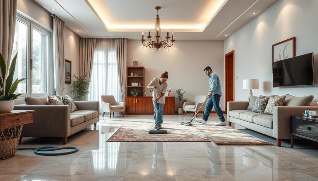 A professional, high-quality image showcasing the comprehensive cleaning solutions for residential facilities. Depicted in a realistic, well-lit interior setting, the image highlights the services of "شركة توريد العالمية للصناعة", including the meticulous cleaning of floors, surfaces, and furnishings. The composition features a central focal point showcasing the company's expertise, surrounded by details that convey a sense of cleanliness, organization, and attention to detail. The overall atmosphere is one of efficiency, professionalism, and a commitment to providing exceptional cleaning services for homes, apartments, and villas in the Eastern region. A professional, high-quality image showcasing the comprehensive cleaning solutions for residential facilities. Depicted in a realistic, well-lit interior setting, the image highlights the services of "شركة توريد العالمية للصناعة", including the meticulous cleaning of floors, surfaces, and furnishings. The composition features a central focal point showcasing the company's expertise, surrounded by details that convey a sense of cleanliness, organization, and attention to detail. The overall atmosphere is one of efficiency, professionalism, and a commitment to providing exceptional cleaning services for homes, apartments, and villas in the Eastern region.
