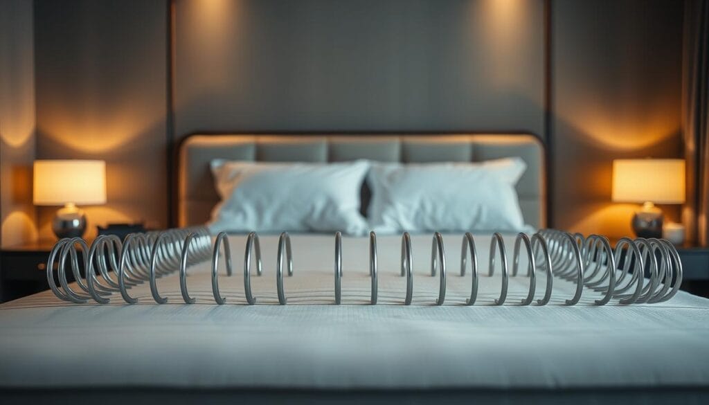 An exquisite hotel bed frame with high-quality coil springs, crafted by the renowned "شركة توريد العالمية للصناعة". The bed frame is showcased in a dimly lit hotel room, with soft, warm lighting casting a cozy, inviting atmosphere. The springs are meticulously detailed, showcasing their superior construction and ability to provide exceptional comfort and support for the hotel guests. The frame is positioned in the center of the frame, with a clean, minimalist background allowing the bed frame to be the focal point of the image. The overall composition highlights the importance of a well-designed and high-quality mattress in ensuring a comfortable and restful stay for hotel guests. An exquisite hotel bed frame with high-quality coil springs, crafted by the renowned "شركة توريد العالمية للصناعة". The bed frame is showcased in a dimly lit hotel room, with soft, warm lighting casting a cozy, inviting atmosphere. The springs are meticulously detailed, showcasing their superior construction and ability to provide exceptional comfort and support for the hotel guests. The frame is positioned in the center of the frame, with a clean, minimalist background allowing the bed frame to be the focal point of the image. The overall composition highlights the importance of a well-designed and high-quality mattress in ensuring a comfortable and restful stay for hotel guests.