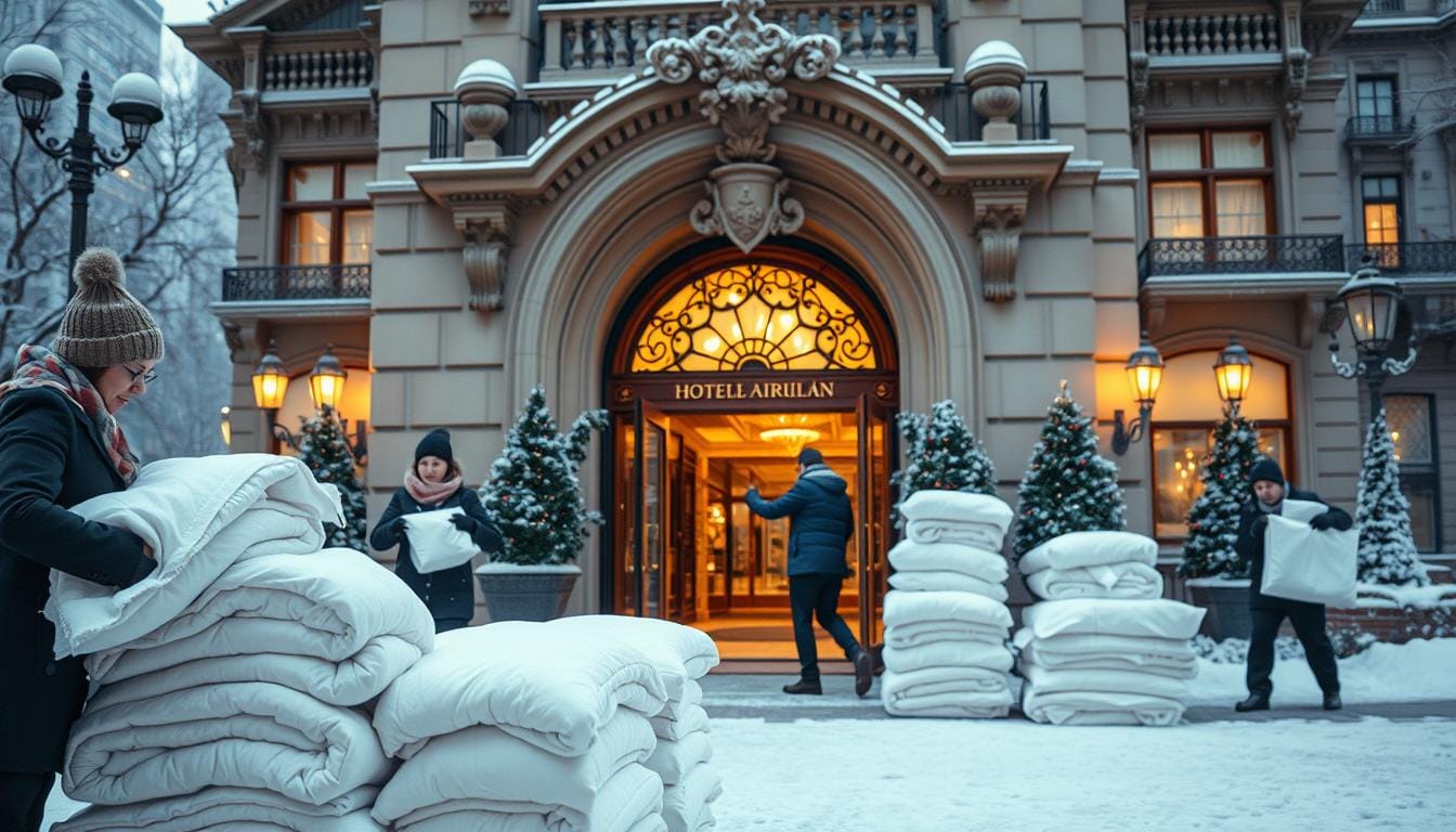 توزيع بطانيات فنادق شتوية في المدينة